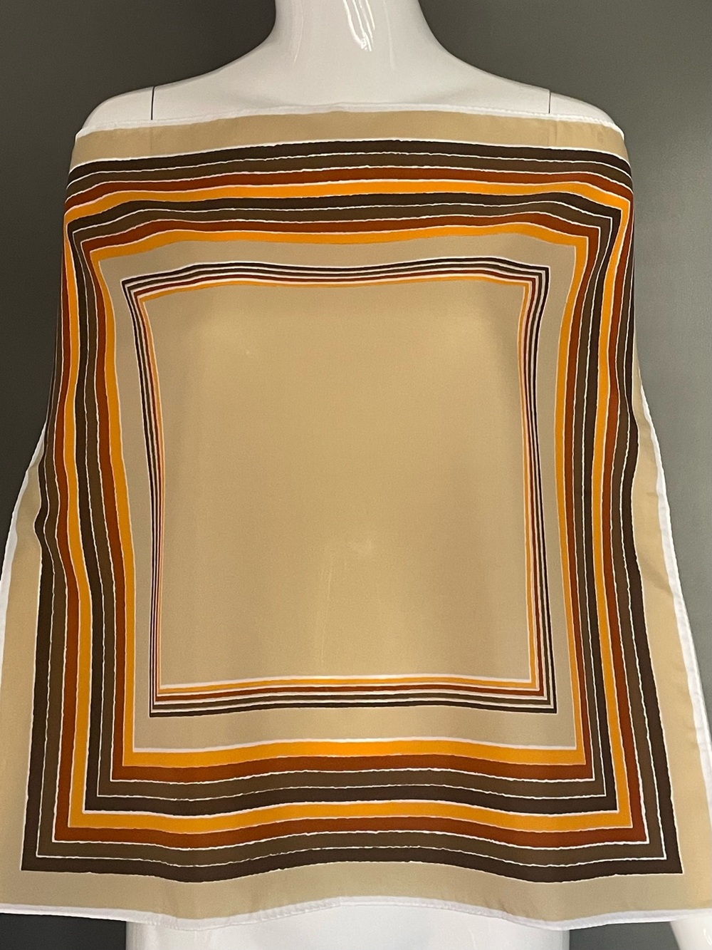 Vintage 70s Striped Poly Scarf 21 In Excellent Confition